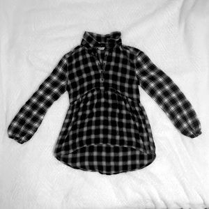 Aeropostale Half-Button Up Flannel | Black and White | Size S